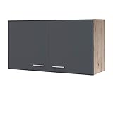 MMR Hängeschrank Küche LIVERPOOL - Küchenschrank - 2-türig - 100 cm breit - Basaltgrau M