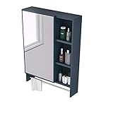 FLAMY Spiegelschrank, Wandmontage, Badezimmer-Medizinschrank, mit 1 Tür, Schrank, Wandmontage, mit Handtuchstange, platzsparender Aufbewahrungsschrank, Stil A/B, 55/70/90