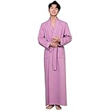 OKMIJN Herren Thermo-Bademantel, Superweiche Reine Baumwolle Große Größe Langarm Bademantel, Mit Taschen & Gürtel V-Ausschnitt Verlängern Home Kimono Roben - Weihnachtsfeier Geschenke,Lila,L (Lila M)