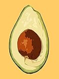 Metallschild mit Avocado-Frucht-Motiv, gelb, Pop-Art-Stil, botanische Küche, Heimdekoration, Metallblechschilder für Garage, Mann, Höhle, Cafée, Bar, Kneipe, Club, Shop, Outdoor, 20,3 x 30,5