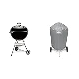 Weber 1341504 Holzkohlegrill Classic Kettle, 57 cm Durchmesser, schwarz + Grill-Abdeckhaube für Holzkohlegrills mit einem Durchmesser von 57 cm, G