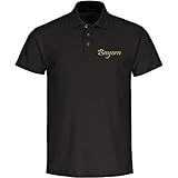 VIMAVERTRIEB® Herren Poloshirt Bayern - Schriftzug Style - Druck:Gold metallik - Polo Shirt Hemd Polohemd Männer Fußball Fanartikel Fanshop - Größe:2XL schw