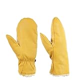 ZHIQIANG wuli Store Schaffell Winterhandschuhe Skihandschuhe mit Wasserdichten thermischen Handschuhen Warm Schnee Handschuhe wasserdichte Snowboard Frau Männer Handschuhe (Color : Yellow, Size : M)