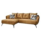 Bea Ecksofa in Tessito Gelb inkl. Ottomane Links, mit bequemer Sitzfläche und Dekokissen, hochwertige Polsterung, klassisches Sofa in modernem Look