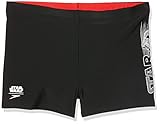 Speedo Jungen Logo Panel Aqua Shorts, Jungen, Aqua Short, 811611C629, Schwarz/Weiß/Risk Red, 128