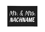 TassenTicker - Personalisierte Fußmatte Mr & Mrs.(Ihr Wunschname) innen & außen - waschbar - schmutzfangmatte - personalisiert - Willkommen - Hochzeit - Hochzeitsgeschenk