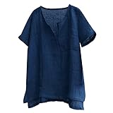 Herren 2022 Casual Sommer Plain Kurzarm Baumwolle Leinen T-Shirts Stehkragen Knopf V-Ausschnitt Strandhemden,Kurzarm Sommerhemd Muskelshirt Gym Tank Top Freizeit Hemd Beach Urlaub Hemd Eay