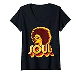 Damen 70er Jahre Funk Afro Soul Retro Vintage 70er Retro Soul T-Shirt mit V