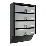 Profirst Cetiri Briefkastenanlage Silber Schwarz Stahlblech Namensschildhalter Zylinderschloss je 2 Schlüssel HxBxT 600x385x140 mm für 4 Parteien Befestigung