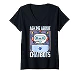 Damen Fragen Sie mich nach Chatbots Bot Messenger-Marketing-Expert T-Shirt mit V