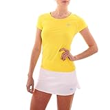 Sportkind Mädchen & Damen Tennis, Fitness, Sport T-Shirt, Rundhals, UV-Schutz UPF 50+, atmungskativ, Kurzarm, gelb, Gr. 140