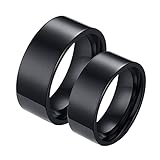 Beydodo Damen Herren Verlobungsringe Edelstahl, Eheringe mit Gravur Partnerringe für 2, Hochglanzpoliert Schwarz Ringe 8MM Damen Gr.60 (19.1) + Herren Gr.60 (19.1)