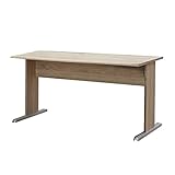 Meubletmoi Schreibtisch 144 cm x 72 cm x 72 cm Dekor Eiche hell und Metallfuß - Natur und Elegant - REVERSO