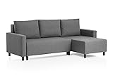 Traumnacht Schlafsofa Avallon, Ecksofa in L-Form mit Schlaffunktion und Stauraum in der Ottomane, produziert nach deutschem Qualitätsstandard, grau, 136 x 224 x 80