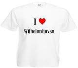 Kinder T-Shirt I Love Wilhelmshaven Größe 128 Farbe Weiss Druck Schw