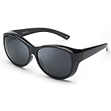 SIPHEW Sonnenbrille für Brillenträger Damen/Herren, Polarisierte Sonnenbrille (Schwarz)