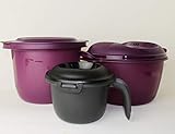 TUPPERWARE Mikrowelle Reis-Meister 3,0 L lila großer Reiskocher + 3,0L Pasta-Meister lila + 550ml Kleiner Reiskocher schwarz Mikro Micro + Pikierstab