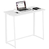 Radelldar Schreibtisch Klappbar Computertisch Weiß Faltbar PC Tisch Klein Laptop Tisch Bürotisch Arbeitstisch Klappbar für Kinder Erwachsene Klapptisch Holz Metallframe 90 * 45 * 74cm (Weiß)