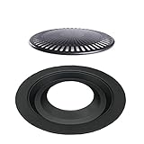 FralnFit Grillplatte für Grill, runde Platten aus Gusseisen, antihaftbeschichtet, 2 Schichten, für Camping, Outdoor, Schwarz (Schwarz)