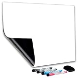 CUHIOY Magnetisches Whiteboard Kühlschrank Magnettafel A3 für Familie Menü Wochenplaner, Einkaufsliste, Memo Erinnerung Notiz,Kinder Graffiti abwischbar Flexible Magnet White Board,4 Markers 1R