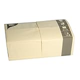 Papstar Servietten / Tissueservietten creme (250 Stück) 3-lagig, 1/8-Falz, 33 x 33 cm, Vorratspackung für Haushalt, Gastronomie oder Feste, in der großen 250er Packung, #84579