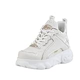 Buffalo Damen Low-Top Sneaker CLD CHAI, Damen Halbschuhe,Women's,schnürschuhe,schnürer,Halbschuhe,Ugly,Sneaker,Weiß (Offwhite/Gold),39 EU / 6 U