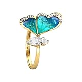 Voberry Schmetterling Ringe für Frauen Verstellbare Offener Ring Geschenke für Freundin Valentinstag Geburtstag Mode Romantischer Schmuck Jewelry