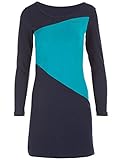WINSHAPE Damen Zeitloses A-Linien-Minikleid WK3 mit kontrastfarbenem Einsatz, Street Style Sport Freizeit, Night-Blue-Petrol, XS
