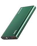 TOPK Externer Akku Universal Power Bank 10000mah PD 18W Schnellladung USB C Eingänge/Ausgänge Klein LCD Tragbares Ladegerät Grü