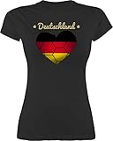 Handball Geschenk für Handballer - Handballherz Deutschland - XXL - Schwarz - Deutschland - L191 - Tailliertes Tshirt für Damen und Frauen T-S