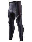 Herren Lange Radlerhose Fahrradhose Radhose Radsportshorts für Männer Elastische Atmungsaktive 4D Schwamm Sitzpolster mit Einer Hohen Dichte (Black, XL)