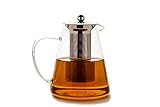 LunaTea Glas Kanne 1,5L, inkl. 304 Edelstahl Sieb, beständig aus zertifiziertem Hitzebeständigem Borosilicate Glas, Teekanne für optimale Teezubereitung, Tea pot desig