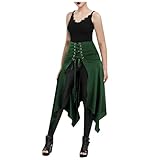 Lazapa Damen Dunkler Punk Gothic Halloween Rock Schnürung Big Split Retro Rock Steampunk Retro Viktorianischen Punk Rock - Gr�n - Groß