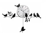 HTSSM Pastoralismus Vogel Stil Schmiedeeisen Pendel Hängende Wanduhr Home D