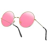 Weewooday Hippie Brille Sonnenbrille Retro Rosa Rund Hippie Stil Sonnenbrille 70er Disco Brille Hippie Kostüm Sonnenbrille Festival Party Brillen für Herren und Damen B