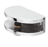 Gedotec Design Glas-Bodenträger Schrank Klemm-Tablarträger Glasböden Regalträger rund - Luna | Regal-Halter für Tablardicke 5-8 mm | Halterung Chrom poliert | 1 Stück - Fachbodenträger M