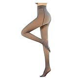 Fanxing Damen Strumpfhosen Plüschstrümpfe Perfekt Beine abnehmen Gefälschte durchscheinend Warm Fleece Pantyhose -wärmende Thermostrumpfhose für Damen, verdickte Legging