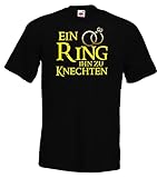 JGA Junggesellenabschied Herren T-Shirt Modell EIN Ring Ihn zu knechten - Schwarz L