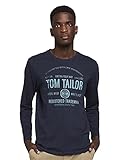 TOM TAILOR Herren Logoprint Longsleeve T-Shirt, 10668 - Sky Captain Blue, XL