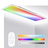 LED Panel RGB 120x30cm - Dimmbar Panel Deckenleuchte 2700K-6500K, 35W LED Deckenlampe Panel mit Fernbedienung, Vier Modi, Timing-Off, geeignet für Küche Wohnzimmer Büro S