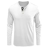 KXZD Herren Henley Shirts Langarmshirt Casual T Shirt Slim Fit Knöpfe Basic T-Shirts Männer Basic Langarm Lässige T-Shirt Rundhals mit Knöpfen Dünne Basic Busines Regular Fit Einfarbige T S