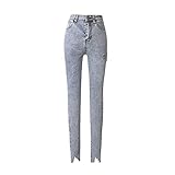 LIULIU 2021 Frühling Sommer Mode Streetwear Oberschenkelschnitt Diamanten Quaste Skinny Jeans Damen Denim Hose KZ566, blau, 34-37