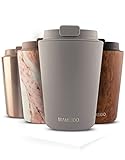 MAMEIDO Thermobecher 350ml Taupe Grey - Kaffeebecher aus Edelstahl doppelwandig isoliert, auslaufsicher - Coffee to go Becher für Kaffee & T