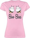 Halloween Kostüm Outfit - Boo Bees - schwarz - S - Rosa - Shirt Boo Bees - L191 - Tailliertes Tshirt für Damen und Frauen T-S