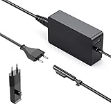 Surface Pro Ladegerät 65W Ersatz für Microsoft Surface Pro 3/4/5 Pro 6 Surface Book Surface Laptop 3, Ersatz für 1706 1800 1625 mit Netzteil 6ft Netzkab