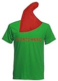 aprom Zwergen T-Shirt Kostüm mit Mütze div. Motive zur Auswahl - Fasching JGA Sheriff Gruppenkostüm Karneval Zwerg (M, Grün - Flirtzwerg)