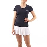 Sportkind Mädchen & Damen Tennis, Fitness, Sport T-Shirt, Kurzarm, V-Ausschnitt, UV-Schutz UPF 50+, atmungsaktiv, Navy blau, Gr. XL