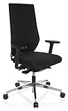 hjh OFFICE 608841 Profi Bürostuhl PRO-TEC 700 Stoff Schwarz Drehstuhl ergonomisch, Sitztiefe & Armlehnen verstellb