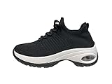CUSHIONAIRE Blaze Damen Stretch-Strick-Sneaker mit Spitze + Memory Foam & LiteSole Technologie, schwarz / weiß, 37.5 EU