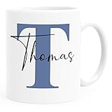 SpecialMe® Namenstasse personalisierte Kaffee-Tasse mit Namen und Buchstabe persönliche Geschenke Buchstabentasse Uni weiss-blau Keramik-T